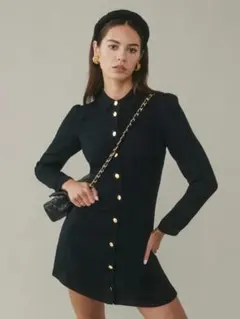 Reformation リフォメーション シャツドレス長袖ワンピース 黒