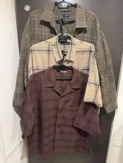 チェック柄シャツセット（ブラウン・カーキ・ベージュ）