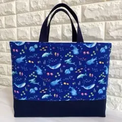 レッスンバッグ　海の生き物　サメ　クジラ　魚　お道具袋　絵本袋　入園入学　男の子のサムネイル