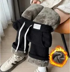 新品！黒の厚手ワイドパンツ　裏起毛　XXL