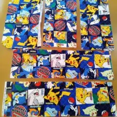 ポケットモンスター キルティング生地４枚と同柄コットン生地お弁当袋用1枚　計５枚