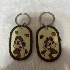 Disney チップとデール 刺繍タグキーホルダー 2個セットのサムネイル