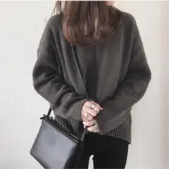 GALERIE VIE ファインウール Vネックプルオーバー　ブラウン