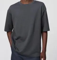 エアリズムコットンオーバーサイズTシャツ 5分袖 07.グレーサイズM