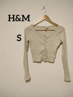 H&M ベージュ 長袖カットソー Sサイズ 丈短め レディース トップス