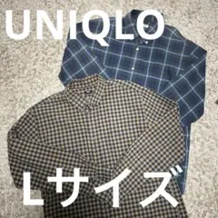ユニクロ　長袖シャツ　2枚セット　グリーン　ブラウン　シャツ　UNIQLO