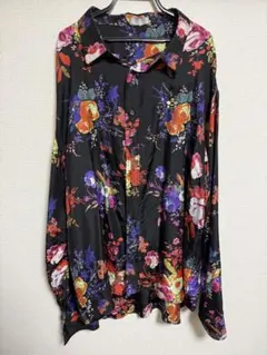 Christian Dior フラワープリント 長袖シルクシャツ