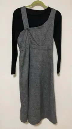 vis グレー チェック柄 ワンピース サイズF