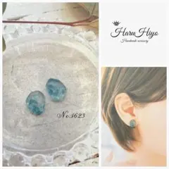 ★ №1623 ❁¨̮ 天然石アクアマリンのレジンピアス・イヤリング