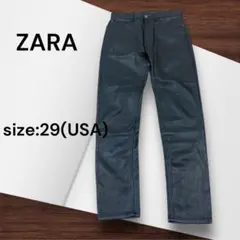 e748☆ZARA ブラックフェイクレザーパンツ 29(USA)
