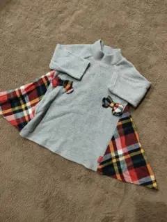 ムージョンジョン　グレー ハイネック ワンピース 80cm　ニット