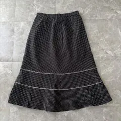 도트 패턴 플레어 스커트 화이트 블랙 모노톤 레트로 캐주얼 빈티지