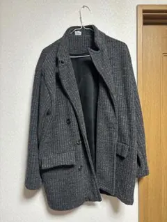 グレー ウールコート ダブルブレスト