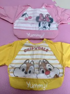 ベルメゾン 食事エプロン 2枚セット ミニー、チップ＆デール