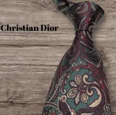 美品 Christian Dior 高級シルク100% ペイズリー柄 ネクタイ