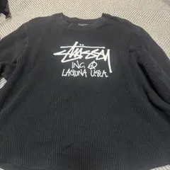 Stussy ワッフル クルーネック スウェット ブラック Mのサムネイル