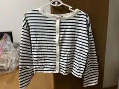 ボーダー スナップボタン 長袖カーディガン