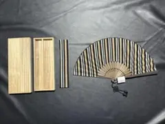 扇子　22.3cm 京扇華　小倉織　布扇子　桐箱　着物　和装　浴衣　和洋折衷