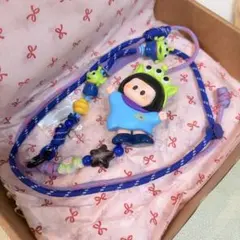 海外限定 miniso トイストーリー エイリアン スマホストラップ 斜め