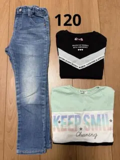 キッズ服セット（Tシャツ2枚＋デニムパンツ）