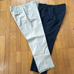 メンズ スラックス 2本セット ベージュ ネイビー