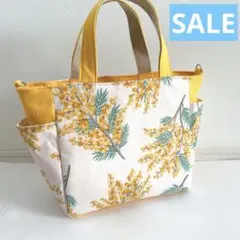 キャスキッドソン　ミモザ柄　サイドポケット　トートバッグ（S）