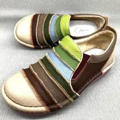 美品 箱付き Estacion エスタシオン ボーダーレースアップシューズ