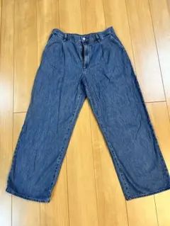 UNIQLO XL ワイドバギーパンツインディゴブルー