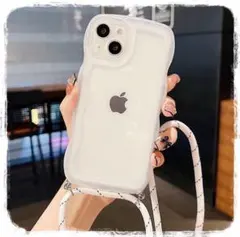 ☆ iPhone 15 スマホケースクリア　シリコン　ショルダーストラップ　韓国