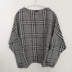 studio CLIP　ランダムチェッククルーネックブラウス