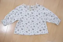 プティマイン　petit main 花柄レース襟バルーン袖シャツ 80サイズ