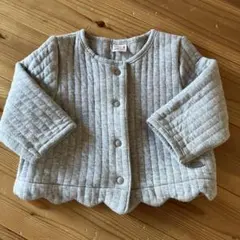 petit main プティマイン グレー キルティング カーディガン 80