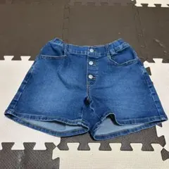 ジーユー　ガールズ　フロントボタンショートパンツ　ブルー150cm