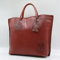 美品 IBIZA 水牛鱷魚皮 A4 手提袋 縫邊 紅色 f337