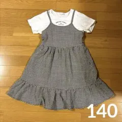 JENNI love ドッキングワンピース ギンガムチェック 半袖 140cmのサムネイル