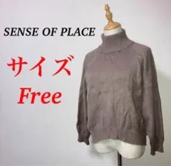 a0969【SENSE OF PLACE】タートルネックニット　セーター　フリー