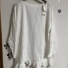 新品　studio clip シングルガーゼ裾フリルブラウス　オフ　sm2