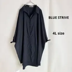 BLUE STRIVE シャツワンピース　4L ネイビー　ドルマンスリーブ
