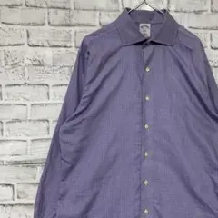 ブルックスブラザーズ長袖シャツ！パープルチェックM 0305