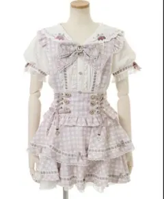 ♡LIZLISA はしごリボンギンガムティアードスカパン　ピンク♡