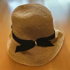 FURLA ベージュ 麦わら帽子 リボン付き
