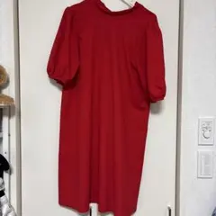 ZARA リボン付きレッドワンピース M