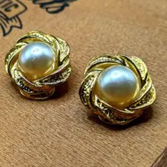 ヴィンテージ イヤリング ゴールドアクセサリー フェイクパールのサムネイル