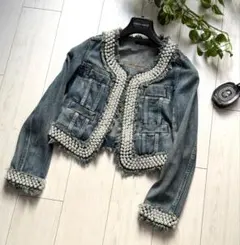 美品　定価18000円　DURAS パール　デニムGジャンのサムネイル
