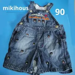 デニムオーバーオール 100cm クマ刺繍