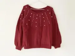 パール付き赤ニット　グレイル/ジーユー /リエディ/ノスタルジア/イング/ザラ