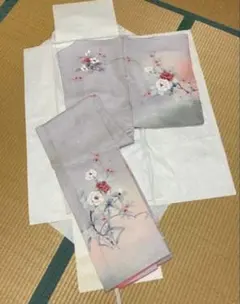 【売り切りたいです】訪問着　正絹　袷　友禅　薄紫　薄緑　ピンク　椿　金彩　色留袖