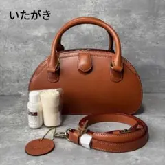 【未使用品】鞄のいたがき　タウンボストンミニ　別売りショルダー付　キャメル　本革のサムネイル