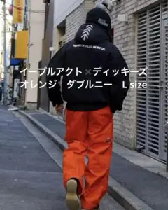 イーブルアクト✖️ディッキーズ　オレンジ　ダブルニー　L size