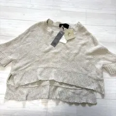 ジーナシス　アイボリー半袖 ニットショート丈　タグ付き　新品未使用品フリーサイズ